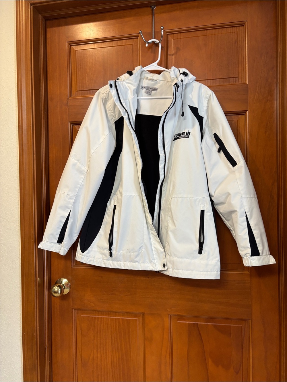 Port Authority White Jacket with Black Logo Trim